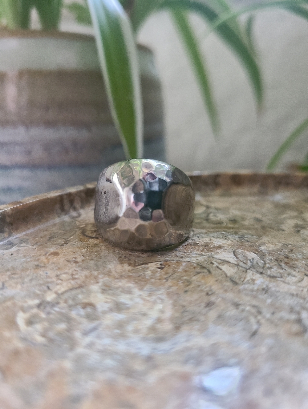 Heavy Sterling Silver 925 Hammered Style Ring